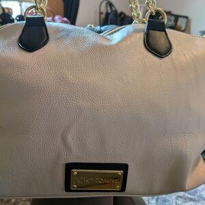 Betsey Johnson Cream and Black With Reverse Side Polka Dot huge Bag